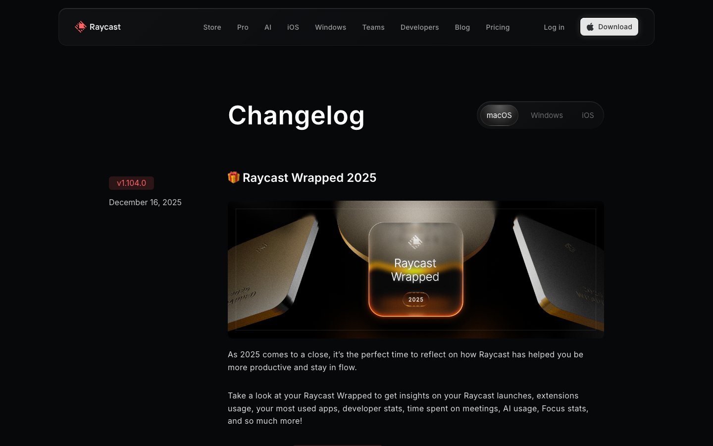 Raycast — Changelog - Changelog
