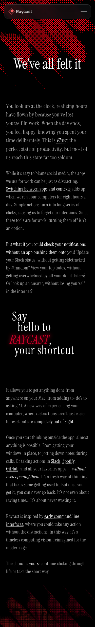 Raycast - mobile full page