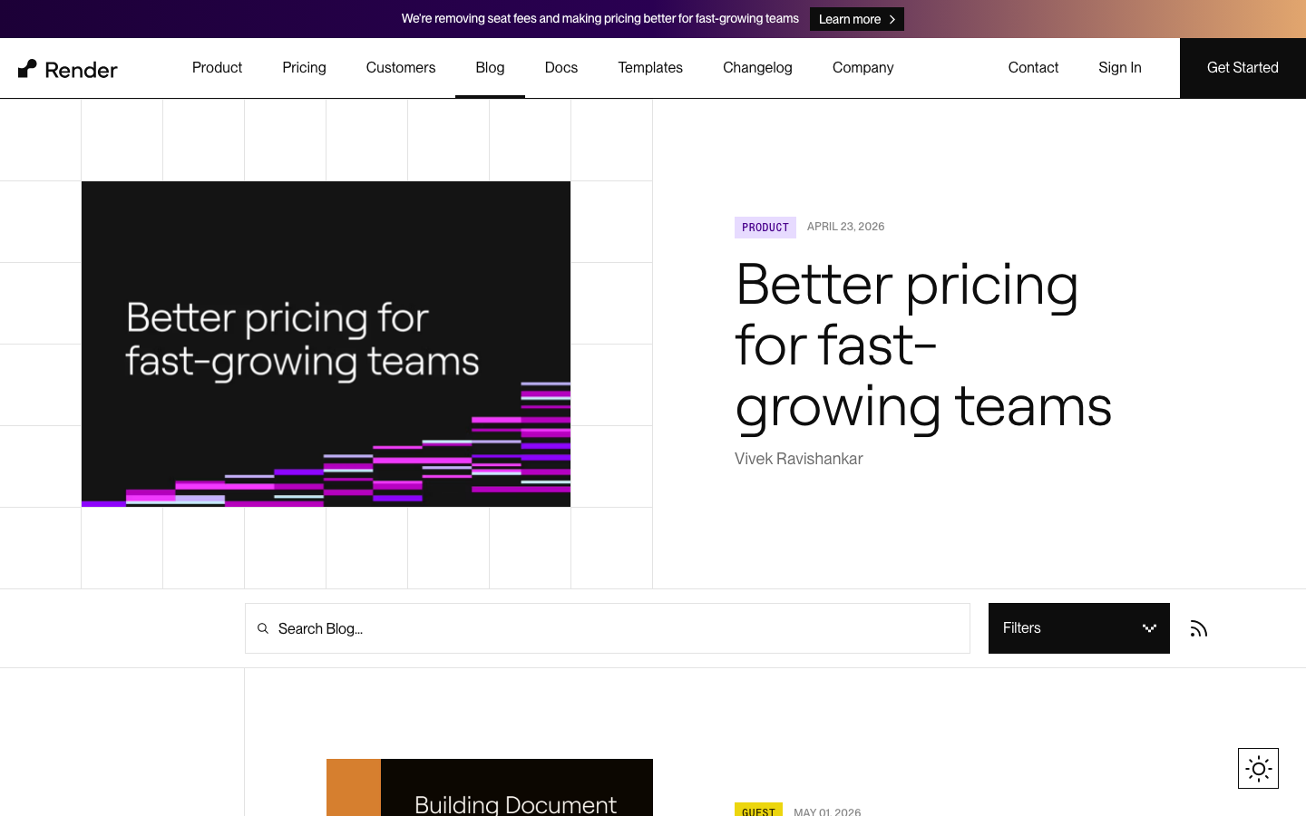 The page uses a stark, dark color palette with a focus on typography and a clear, hierarchical structure. The layout is clean and functional, prioritizing information delivery over visual embellishment. It feels like a documentation or tool-focused website. · developer tools, saas pricing, cloud infrastructure, production pipeline, technical website, dark ui, render platform, ai infrastructure, developer platform