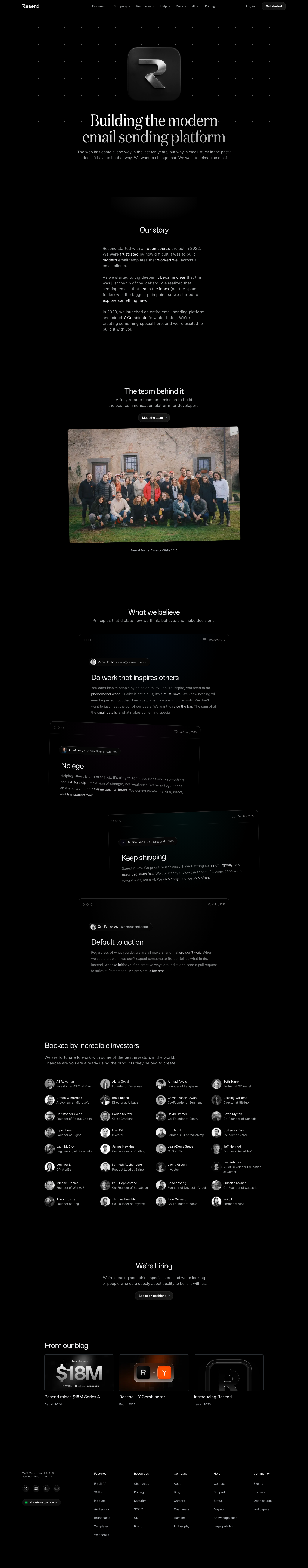 Resend — About - full page scroll