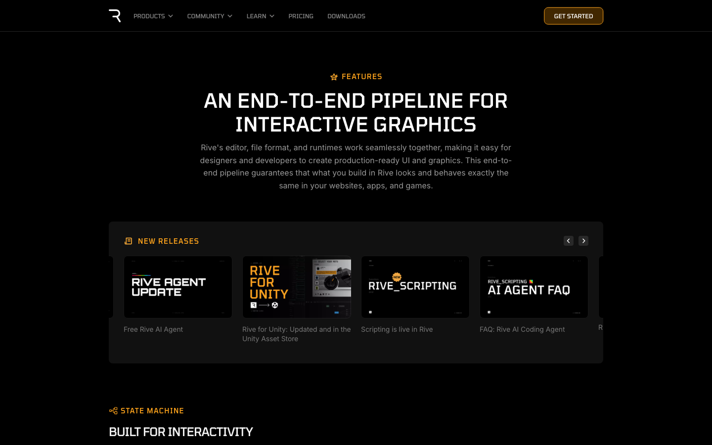 The page prioritizes a clean, functional layout with a focus on showcasing the platform's capabilities. Typography is crisp and legible, with ample negative space contributing to a sense of clarity and efficiency. The overall mood is serious and purposeful, reflecting a tool designed for professional use. · design tool, interactive design, animation engine, ui prototyping, developer tools, motion design, saas interface, product showcase