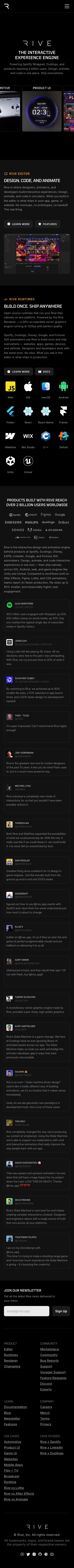 Rive - mobile full page