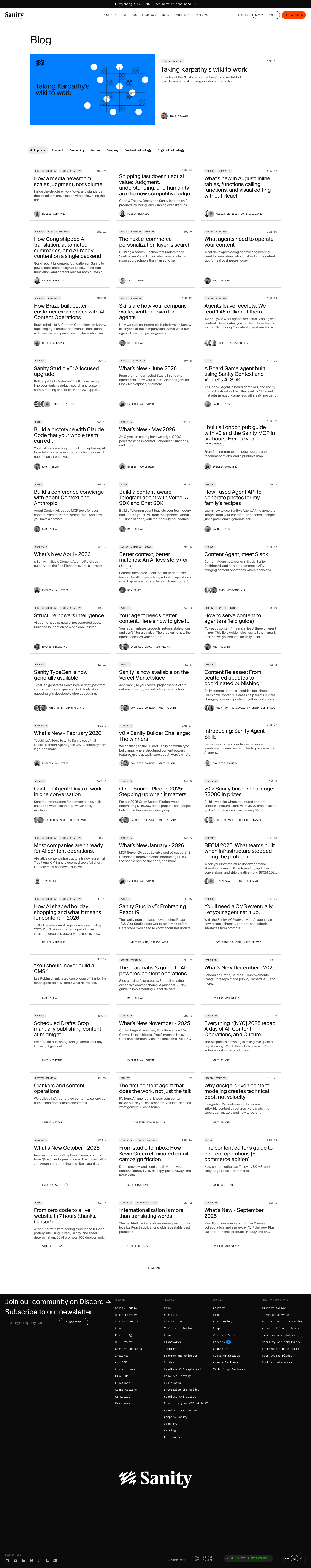 Sanity · Blog - full page scroll