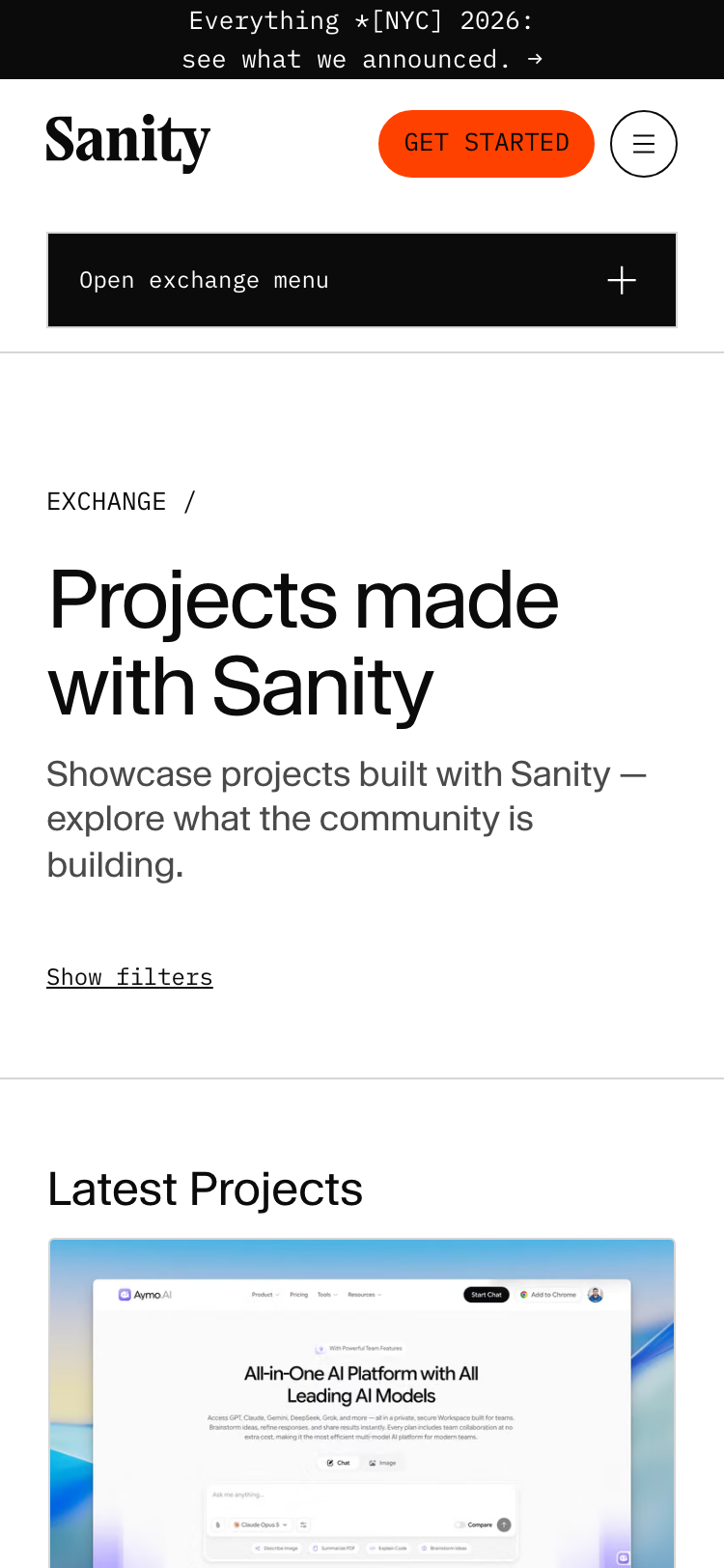 Sanity · Projects - mobile