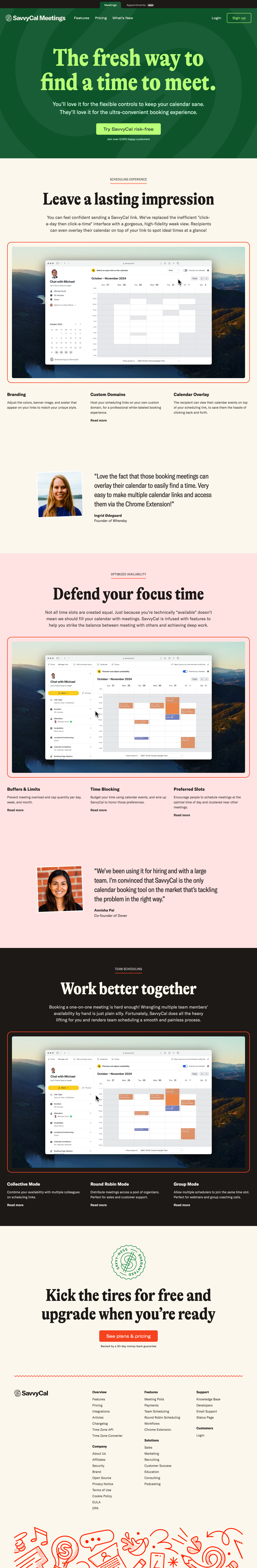 Savvycal - full page scroll