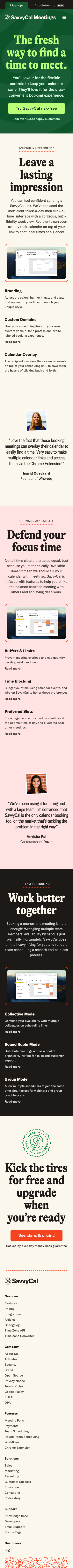 Savvycal - mobile full page