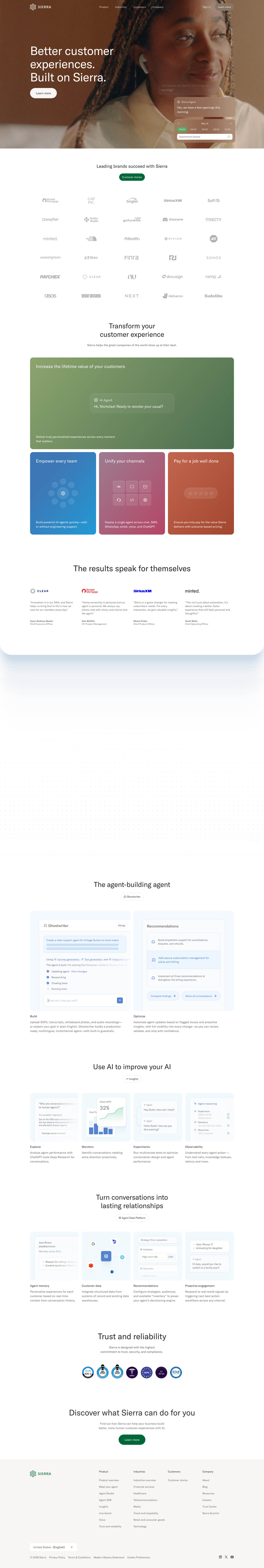 Better customer experiences | Sierra - full page scroll