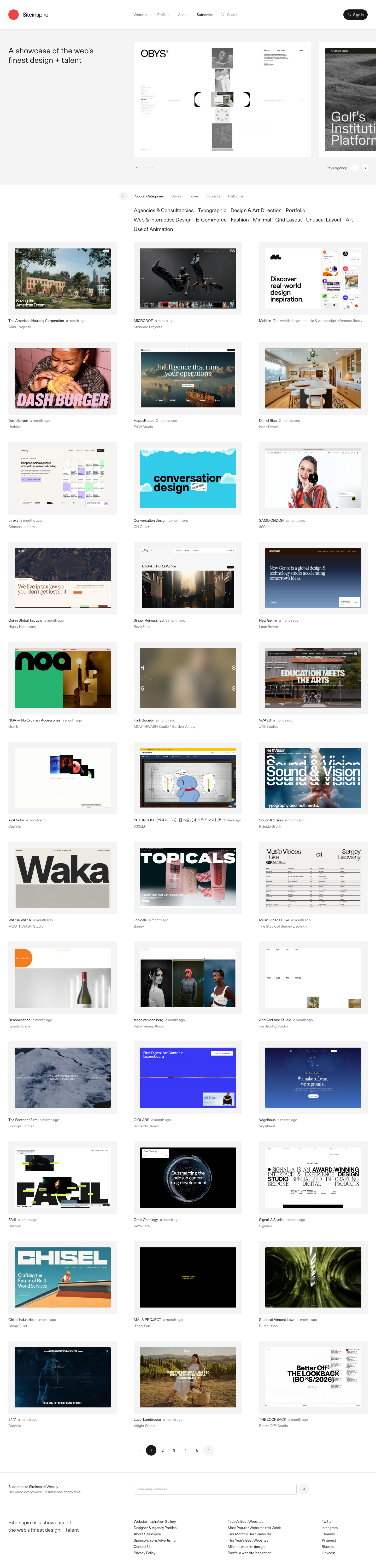 Siteinspire - full page scroll