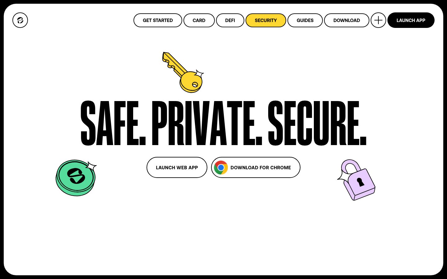 Slush · Features - High-contrast layout featuring heavy black borders, oversized sans-serif typography, and chunky 3D illustrations. The aesthetic blends neo-brutalism with a playful, app-like interface.  ·  neo-brutalism crypto, bold typography hero, high contrast web design, playful fintech ui, chunky 3d illustrations
