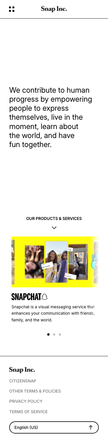 Snap - mobile full page