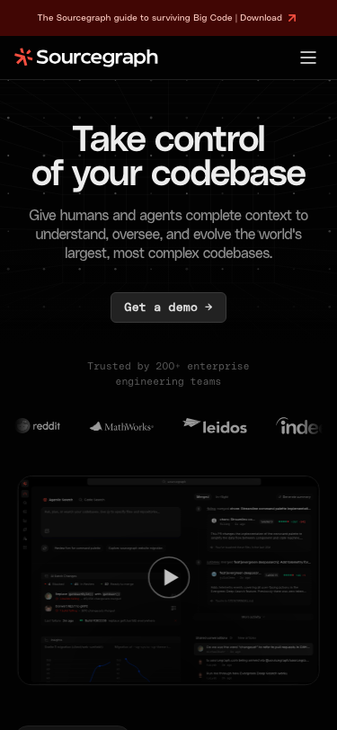 Code Understanding, Oversight and Evolution | Sourcegraph - mobile