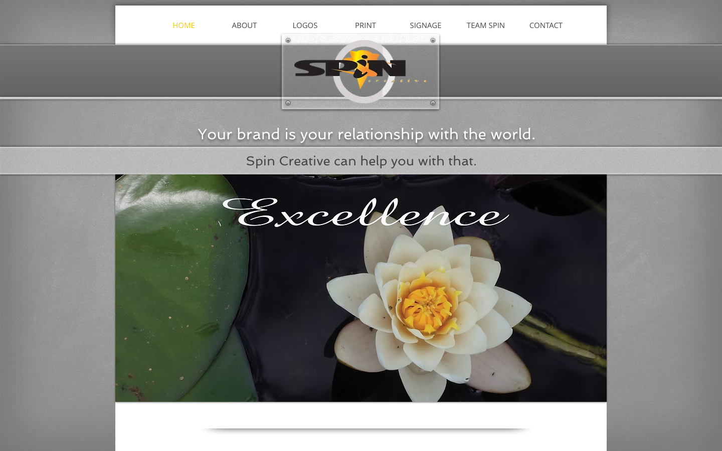 The design prioritizes a clean, typographic approach with ample negative space. The large, elegant typeface and the prominent image of the water lily create a sense of refined simplicity, emphasizing visual hierarchy and a focus on the brand's aesthetic. · minimalist agency, typography portfolio, elegant design, water lily logo, clean aesthetic, editorial design, white logo, simple branding