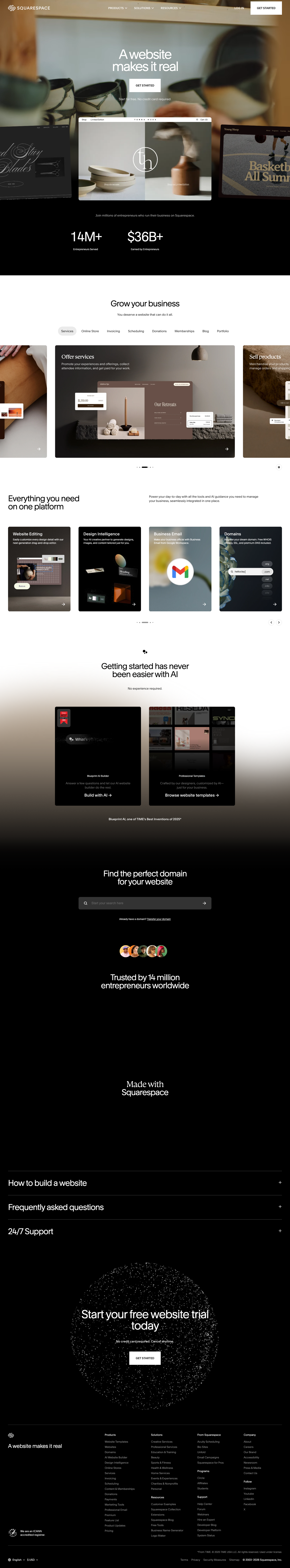 Squarespace - full page scroll