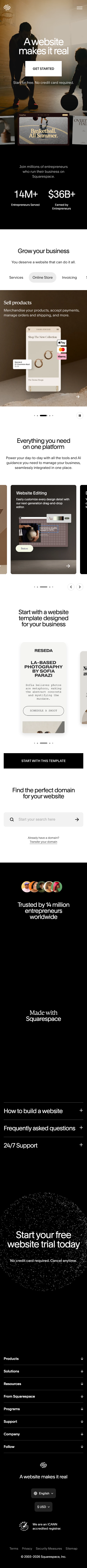 Squarespace - mobile full page
