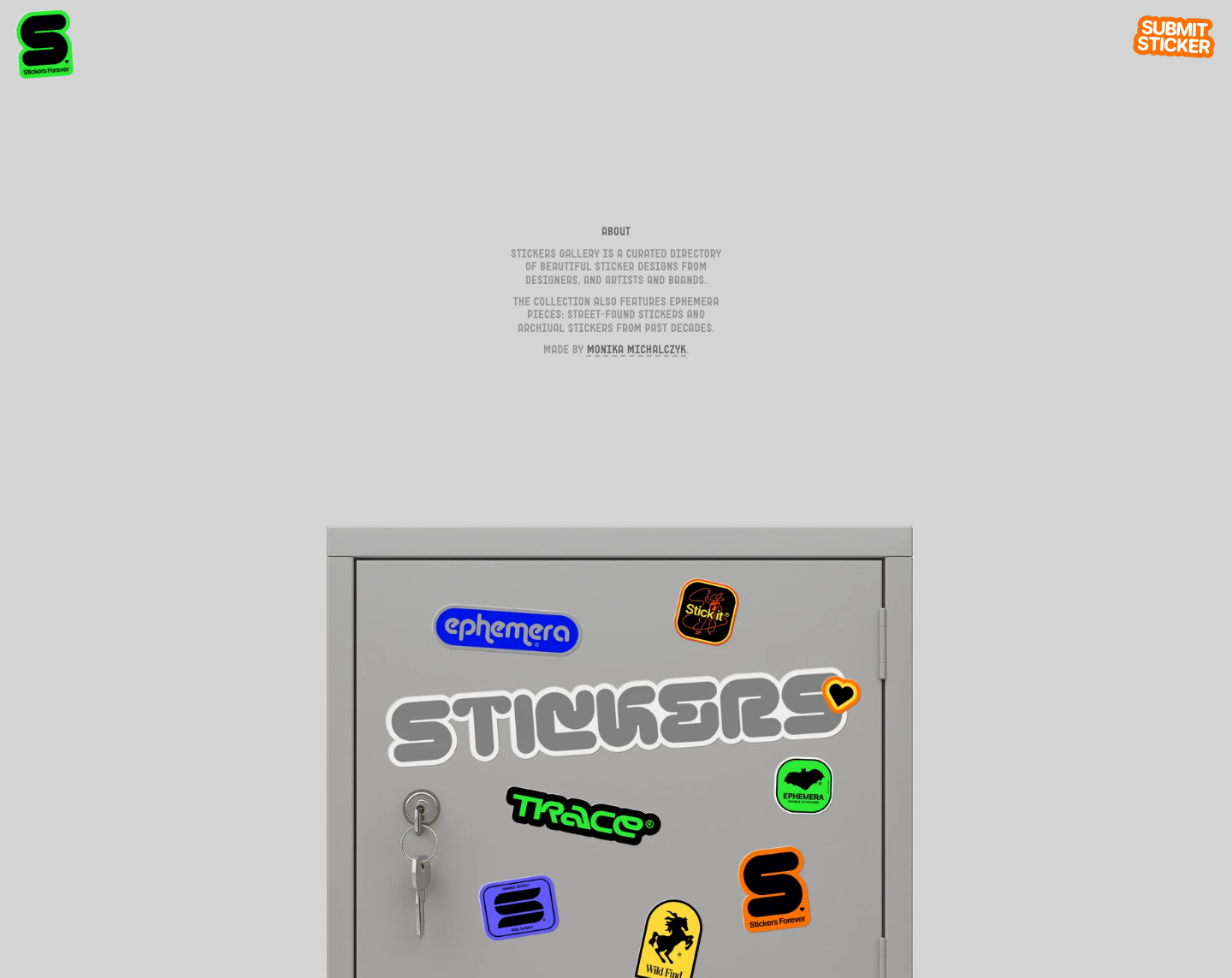 Stickers Gallery · About - full page scroll