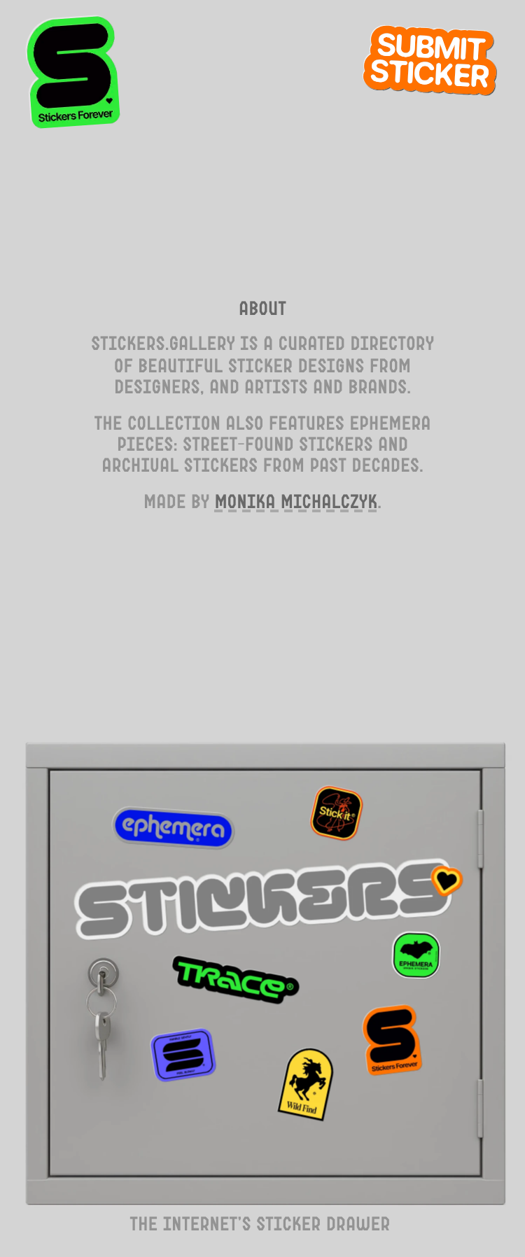 Stickers Gallery · About - mobile full page
