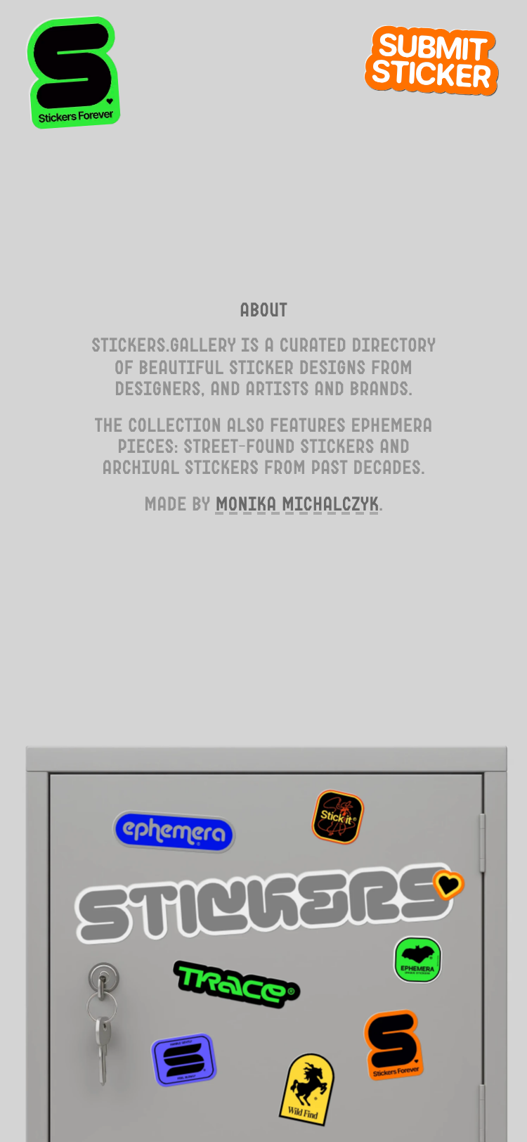 Stickers Gallery · About - mobile