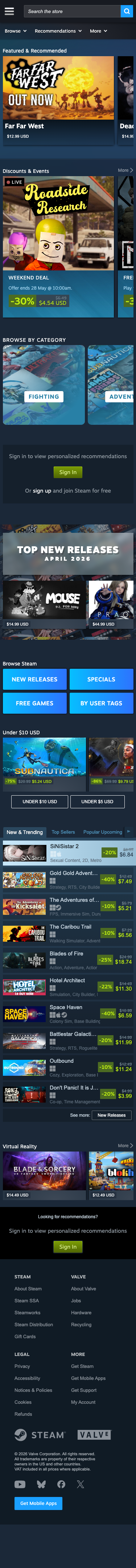 Store Steampowered - mobile full page