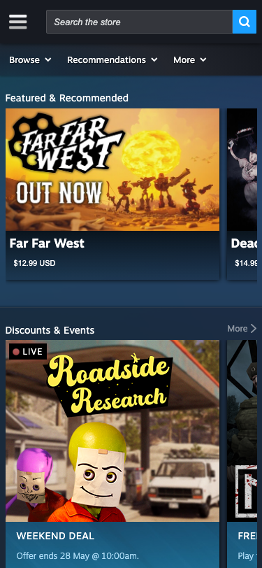 Store Steampowered - mobile