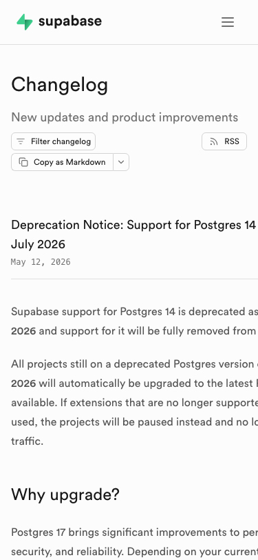 Supabase — Changelog - mobile