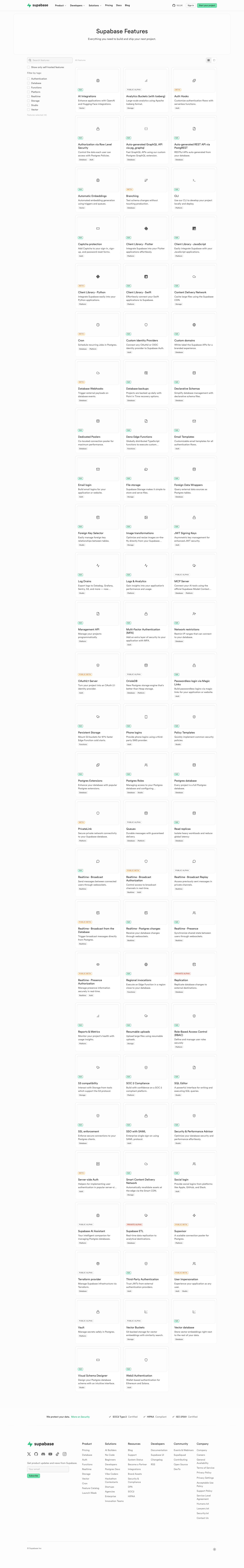 Supabase — Features - full page scroll