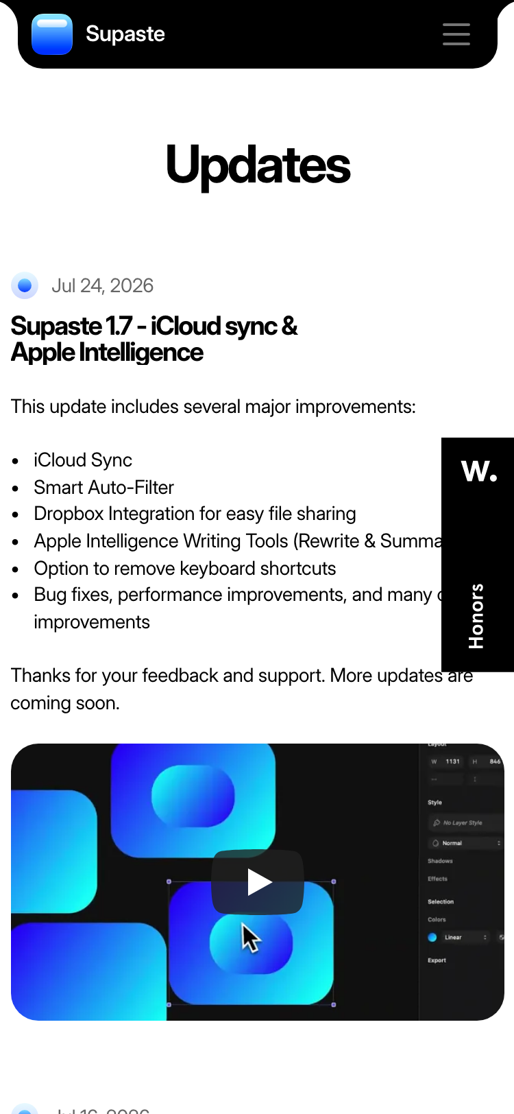 Supaste · Changelog - mobile