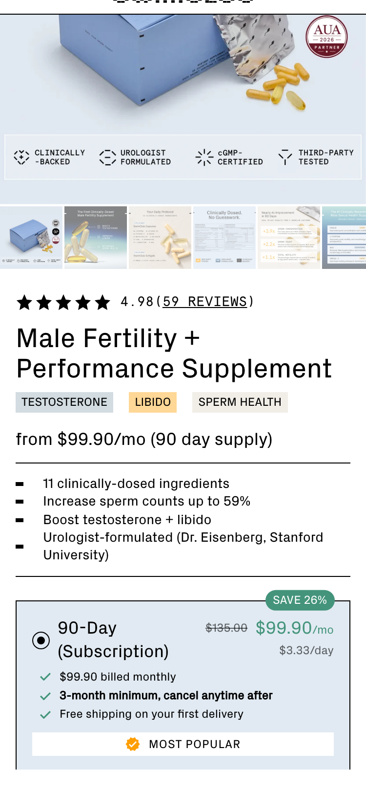 Swim Club · Sperm Performance Supplement - mobile