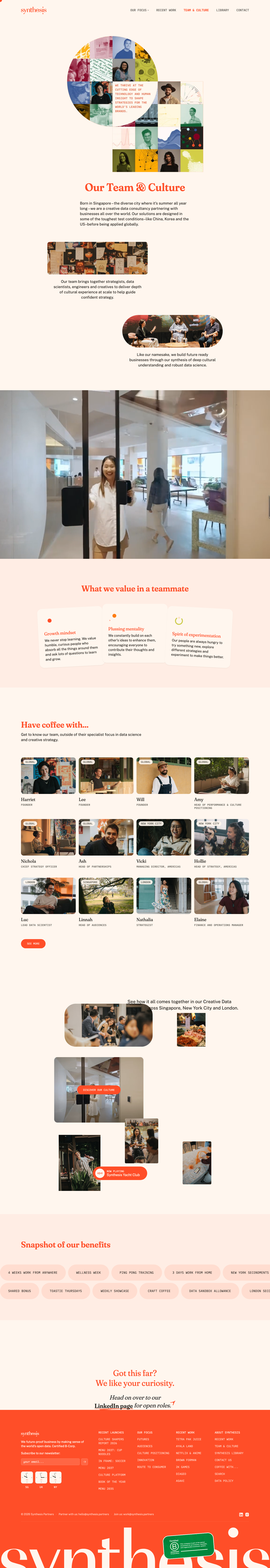 Synthesis · About - full page scroll