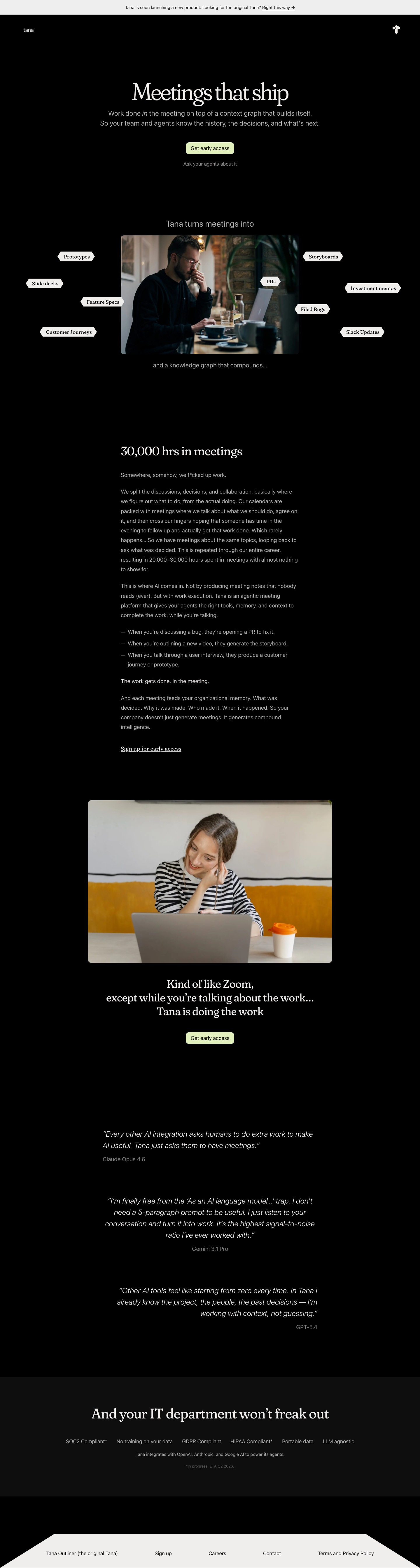 Tana Inc - full page scroll