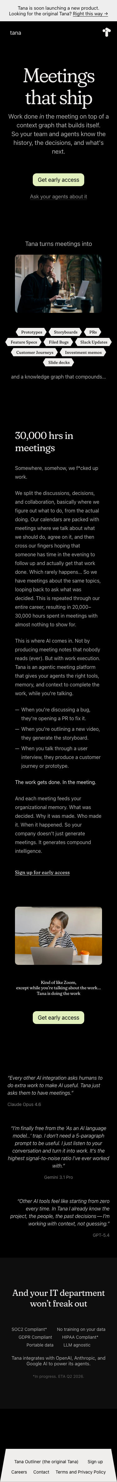 Tana Inc - mobile full page