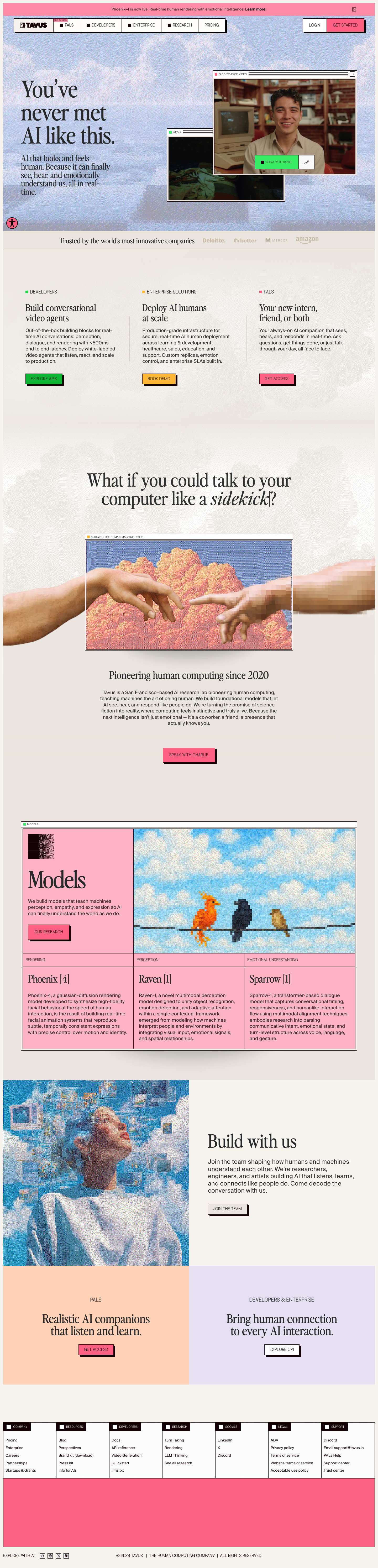Tavus: The human computing company - full page scroll