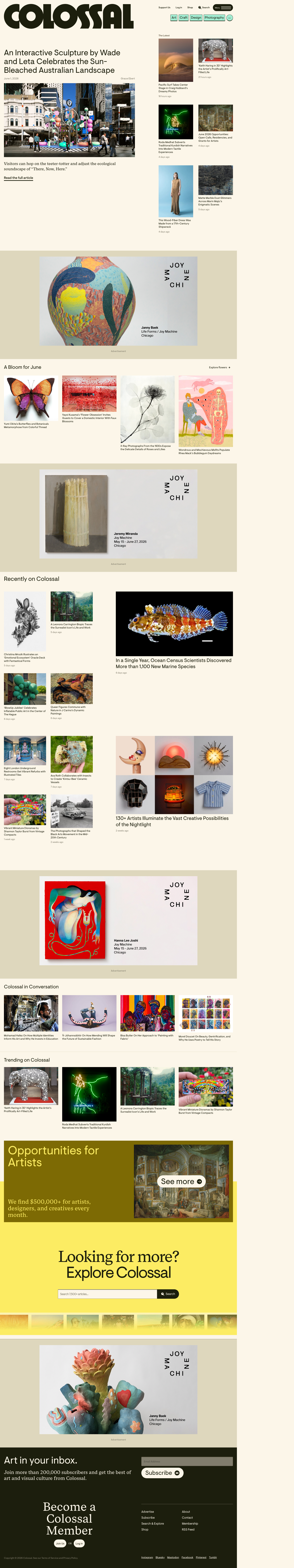 Colossal: Explore contemporary art, craft, photography, and the natural world. - full page scroll