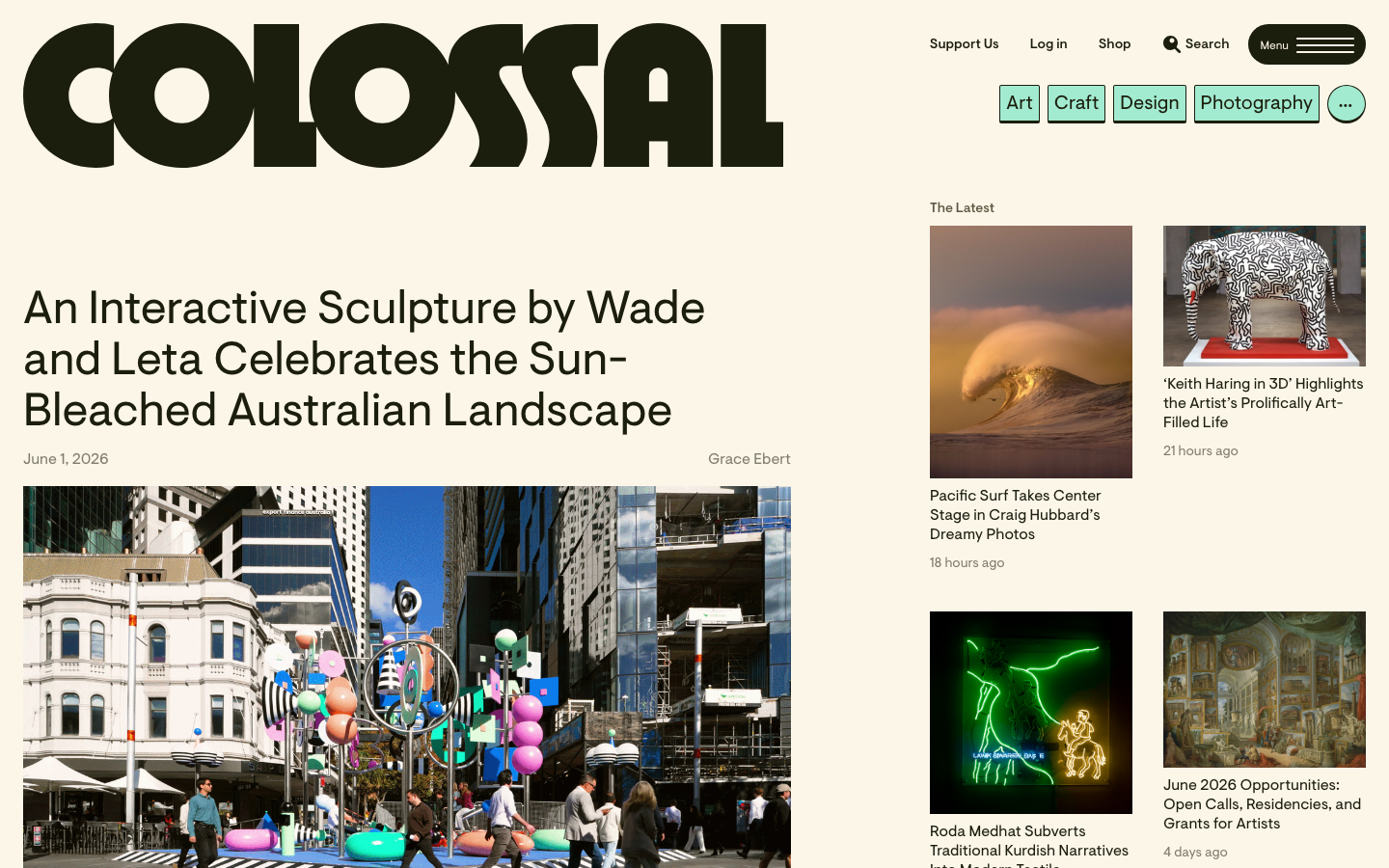 Colossal: Explore contemporary art, craft, photography, and the natural world.