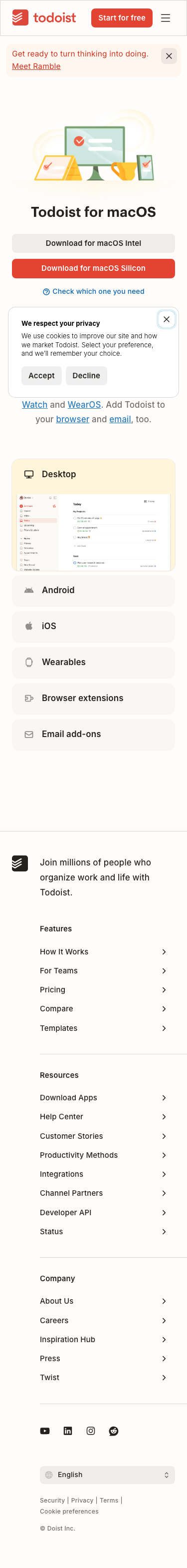 Todoist - mobile full page