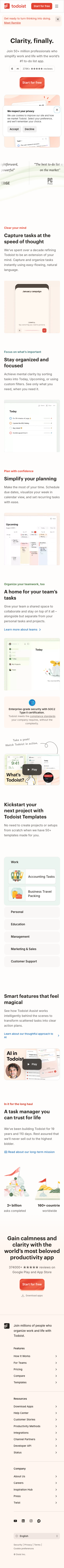 Todoist - mobile full page