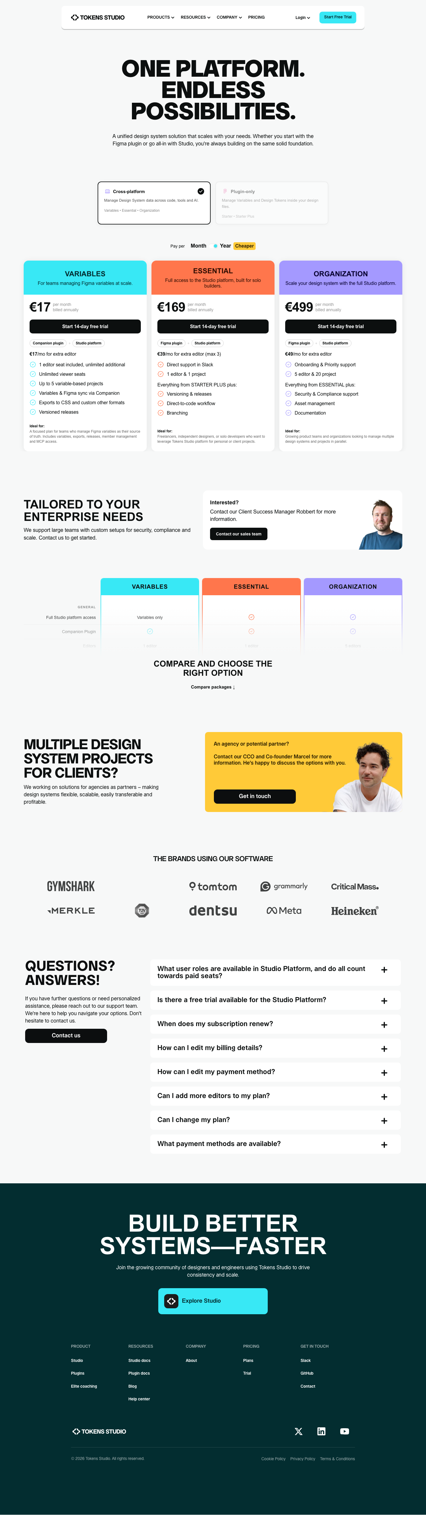 Tokens Studio · Pricing - full page scroll
