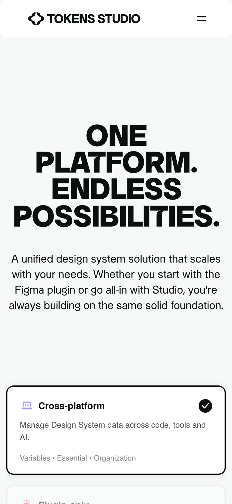 Tokens Studio · Pricing - mobile