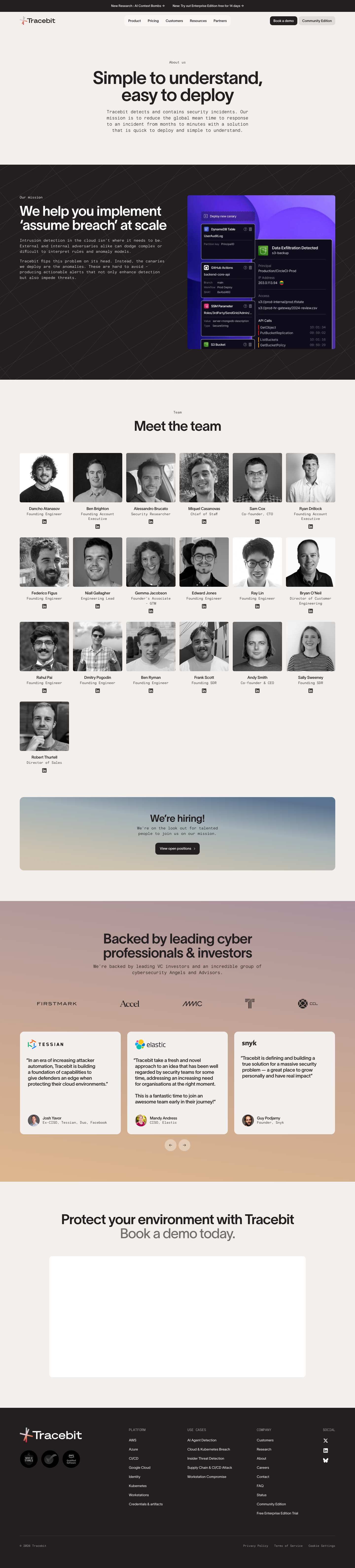 Tracebit · About - full page scroll