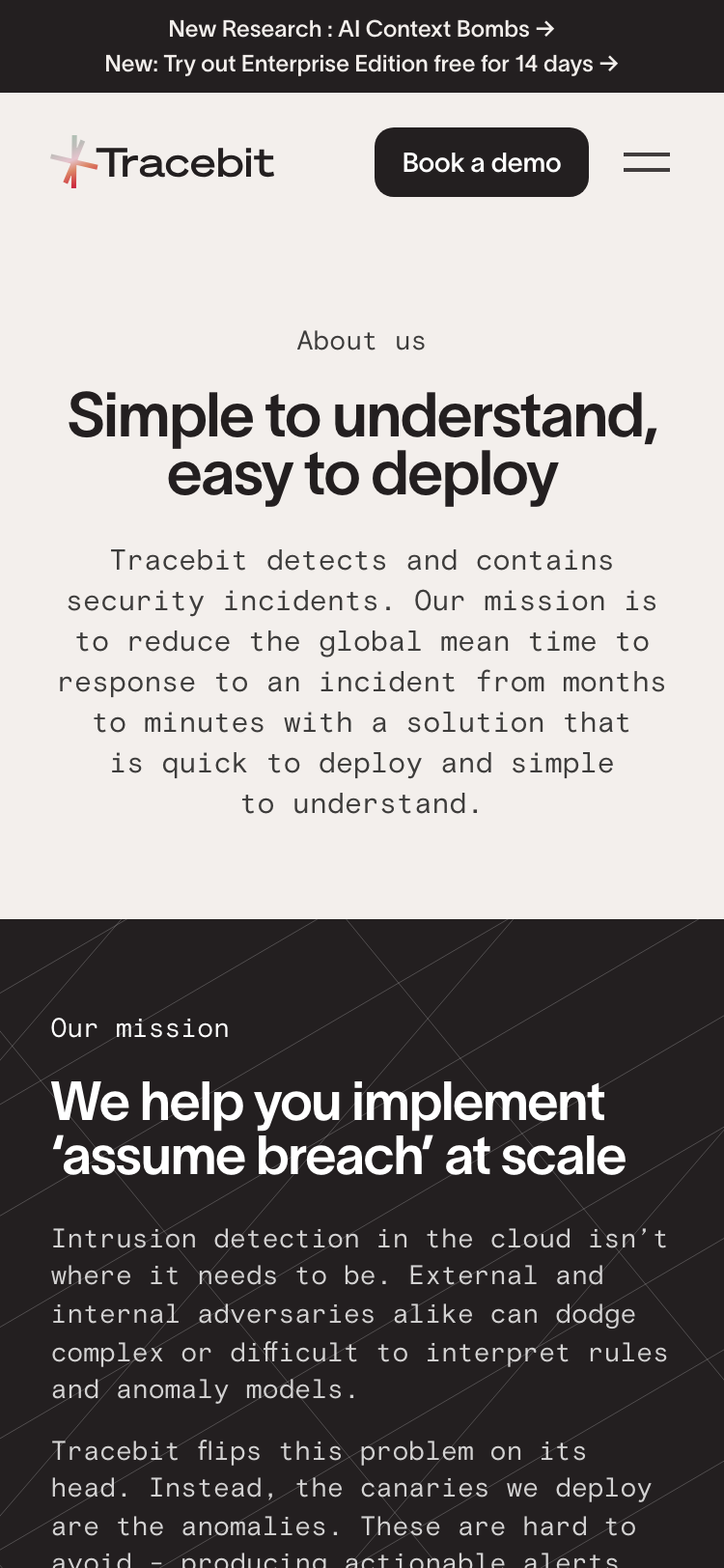 Tracebit · About - mobile