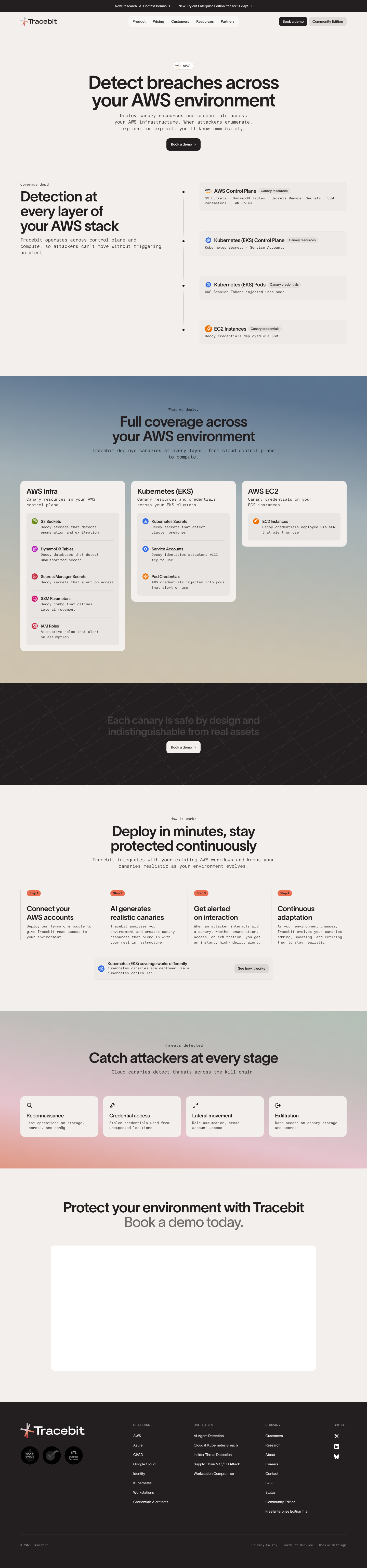 Tracebit · Features - full page scroll