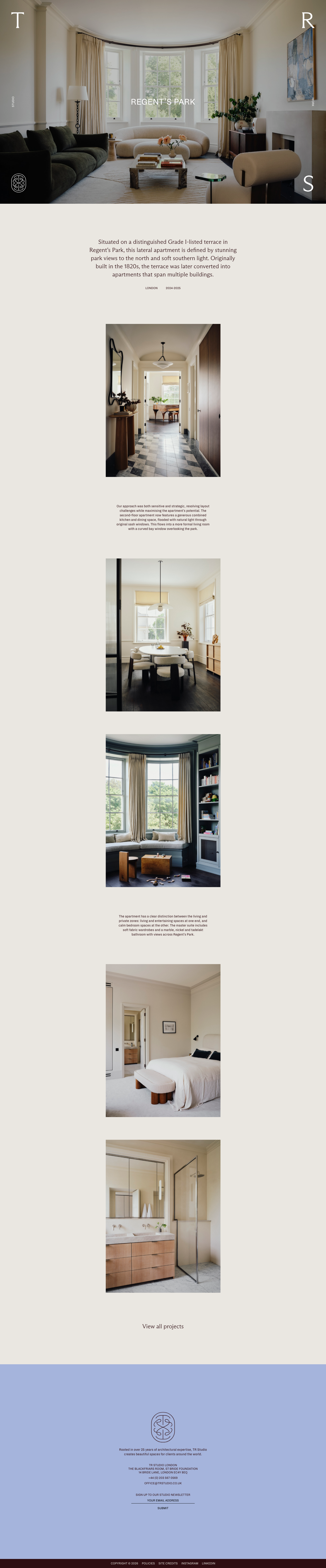 TR Studio · Regents Park - full page scroll