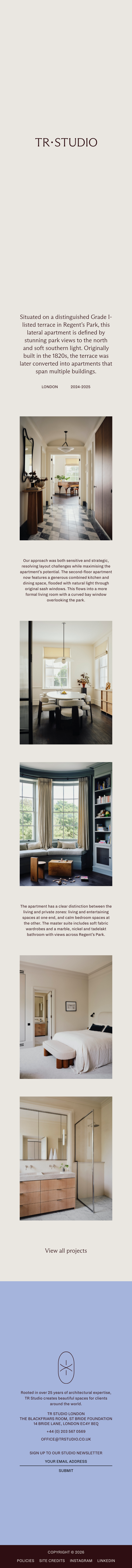 TR Studio · Regents Park - mobile full page