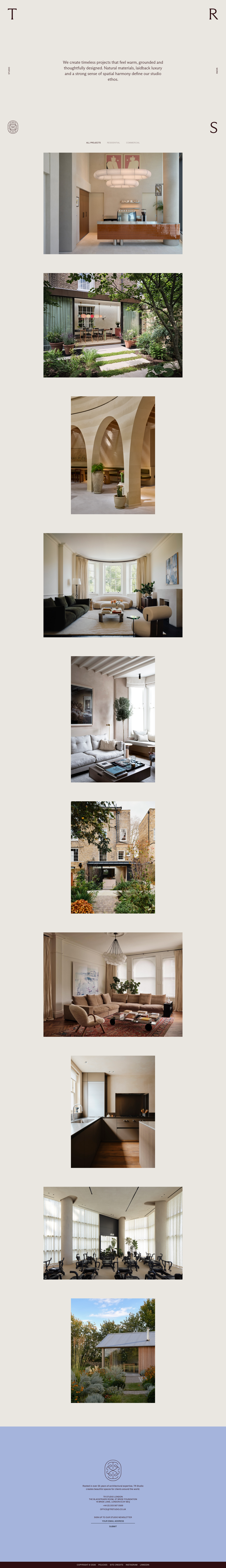 TR Studio · Projects - full page scroll