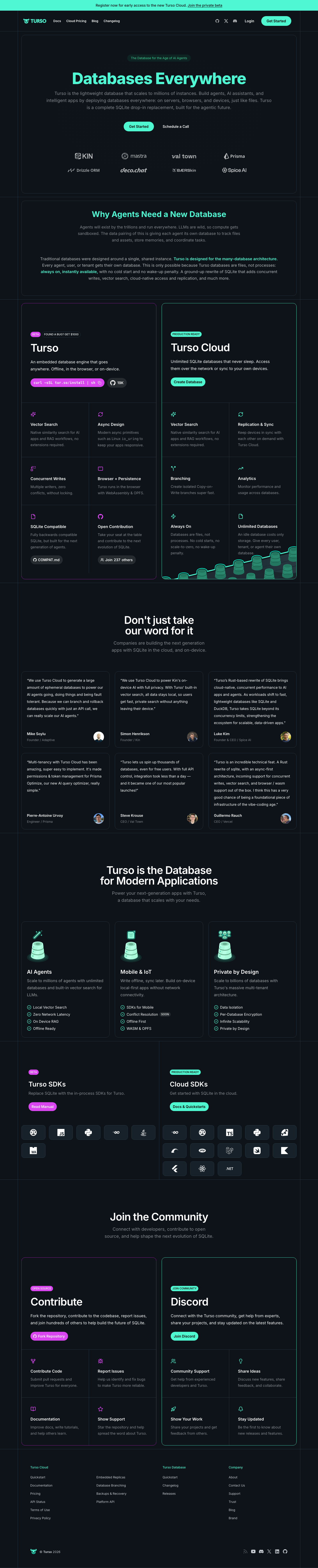 Turso Tech - full page scroll
