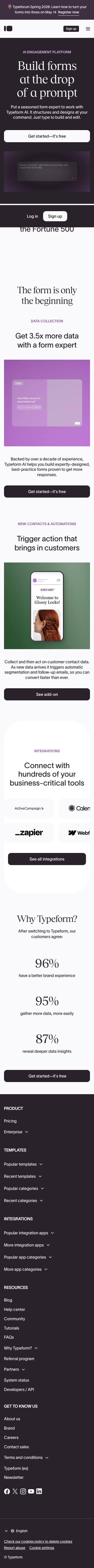 Typeform - mobile full page