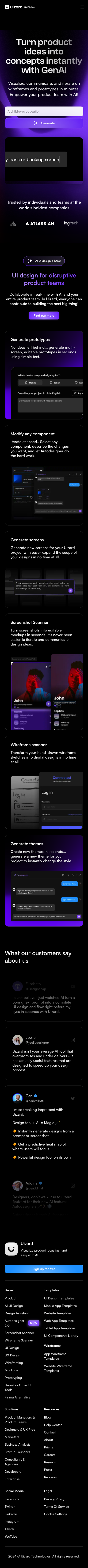 Uizard - mobile full page