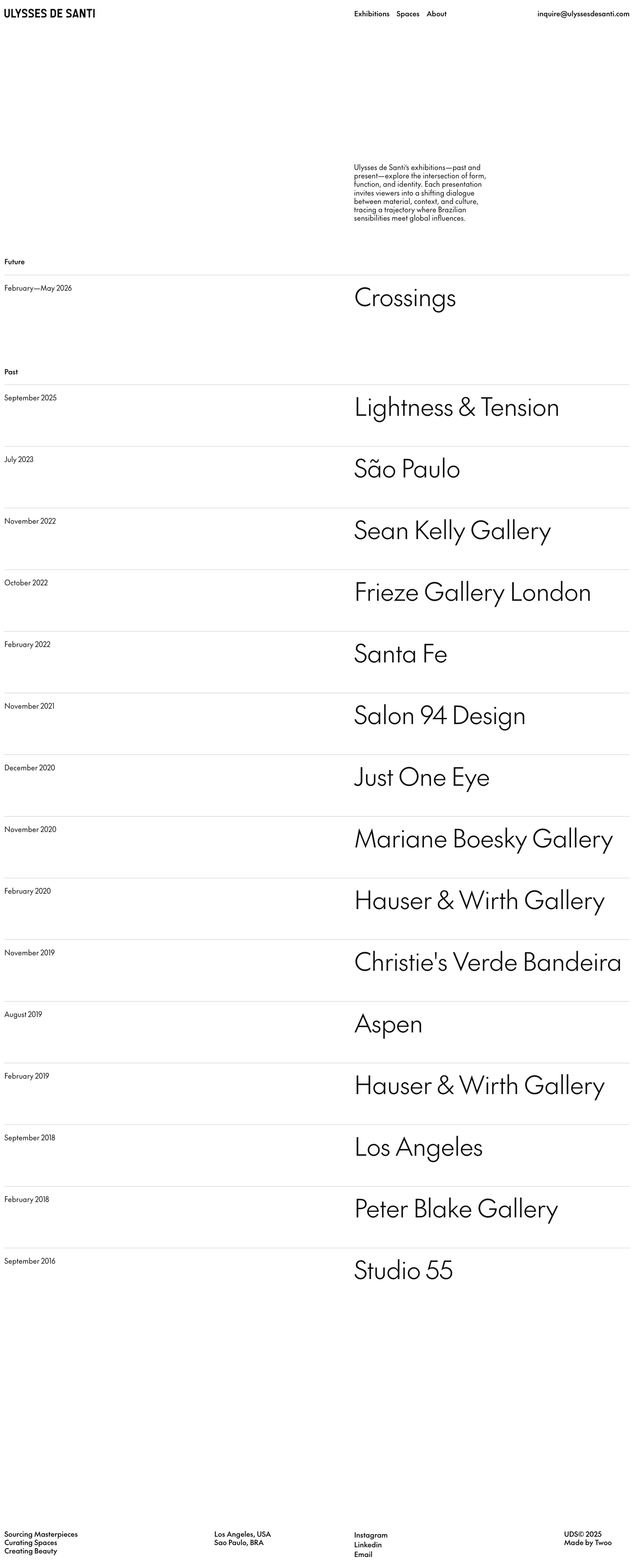 Ulysses de Santi · Exhibitions - full page scroll