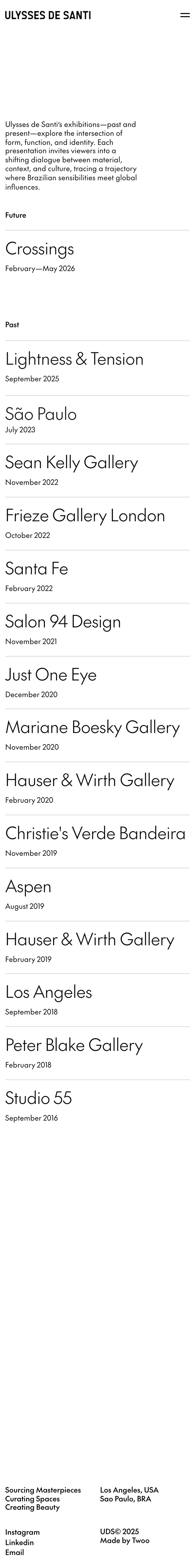 Ulysses de Santi · Exhibitions - mobile full page