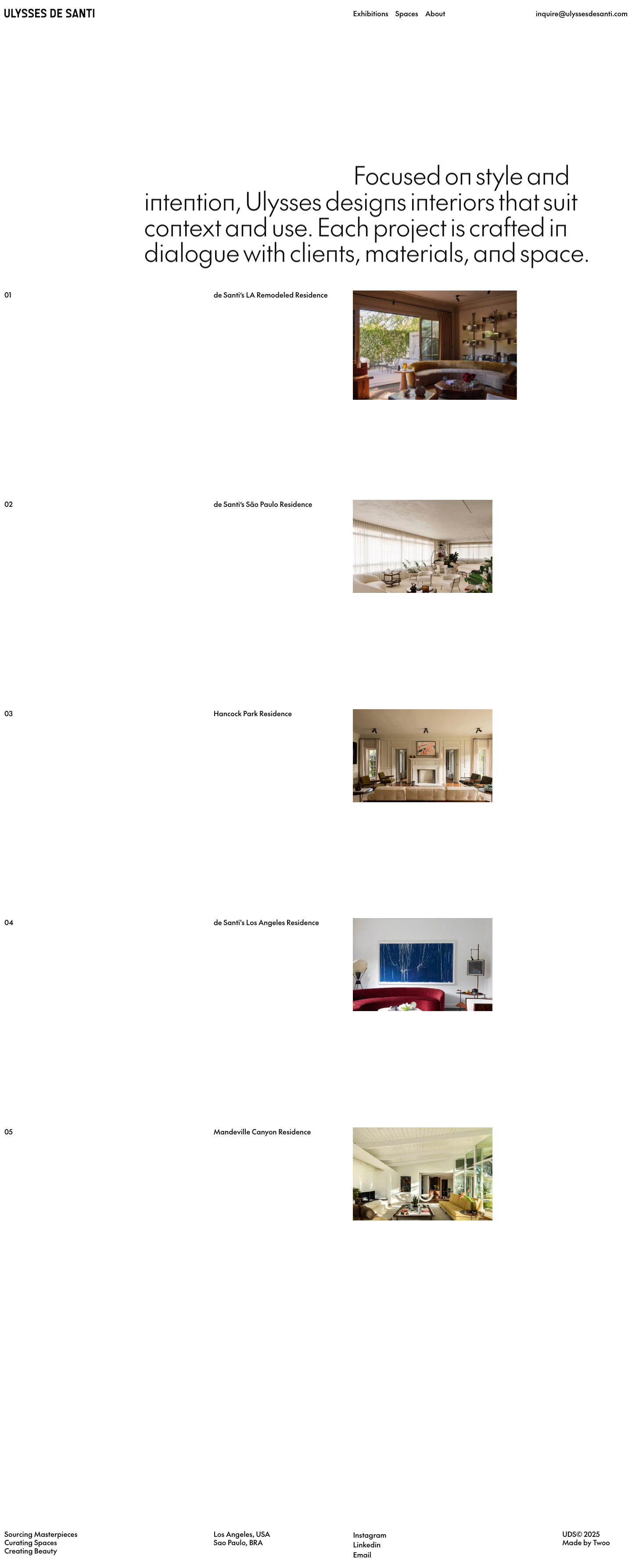 Ulysses de Santi · Spaces - full page scroll