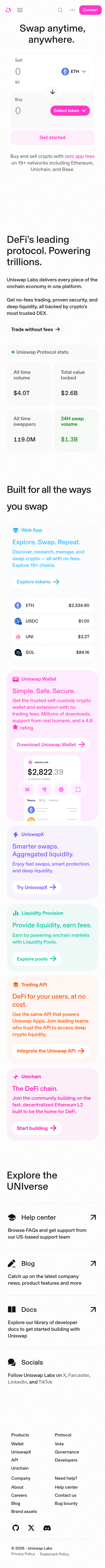 Uniswap - mobile full page
